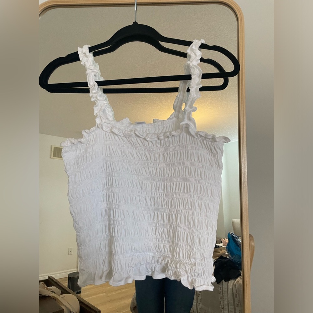 Old Navy White Smocked Tank Top